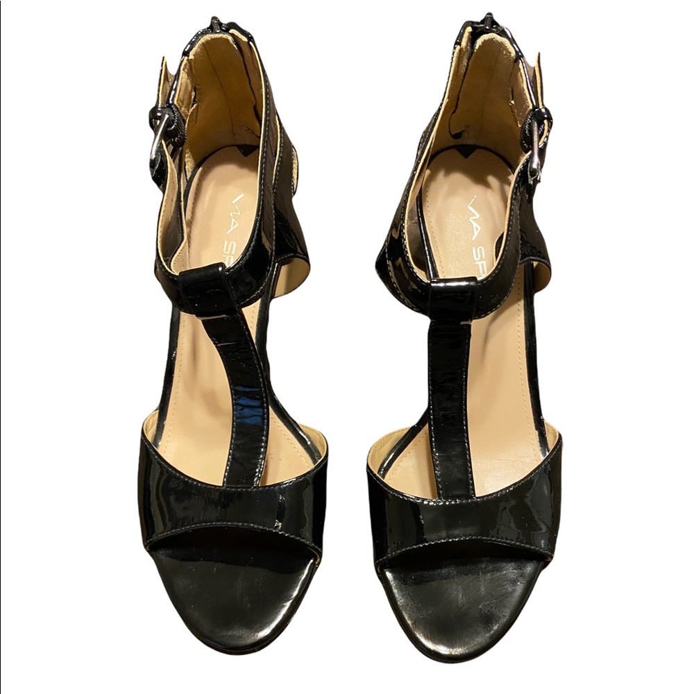 Via Spiga Black Patent Leather Heel Size 5.5